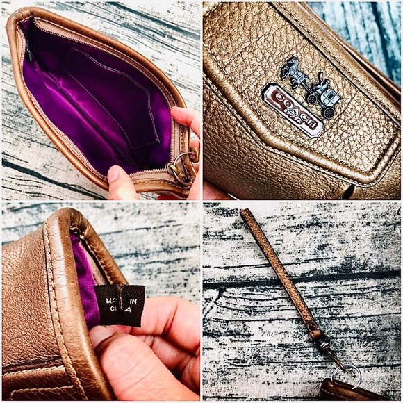 COACH⚡️Auth Metallic Bronze Extra Large Wristlet - Picture 5 of 8